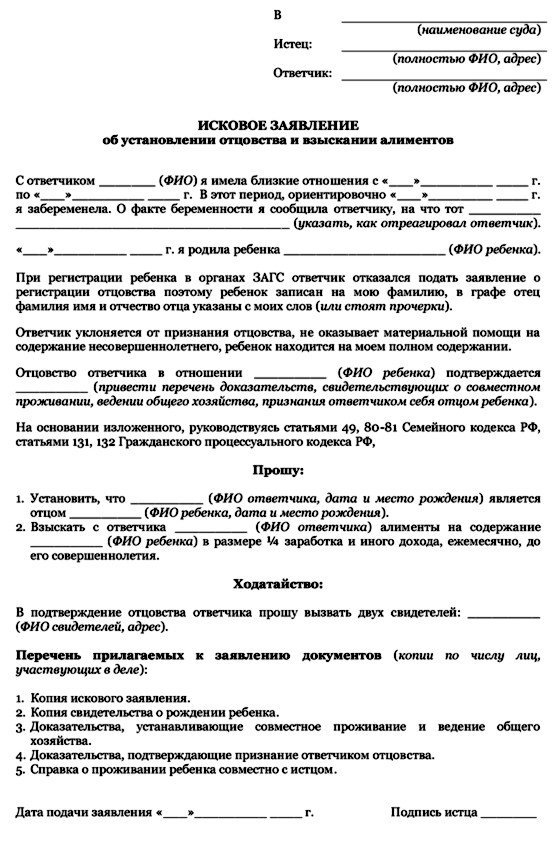 иску в суд алименты г.брест образец